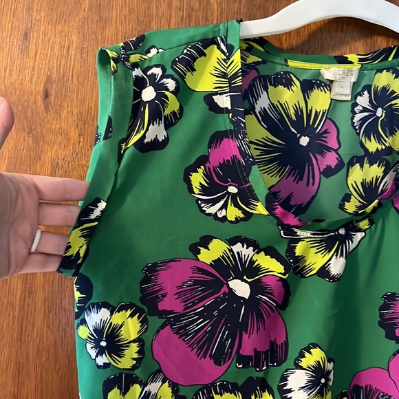 Womens J. Crew Scoop Next Floral Green Blouse - Picture 2 of 3